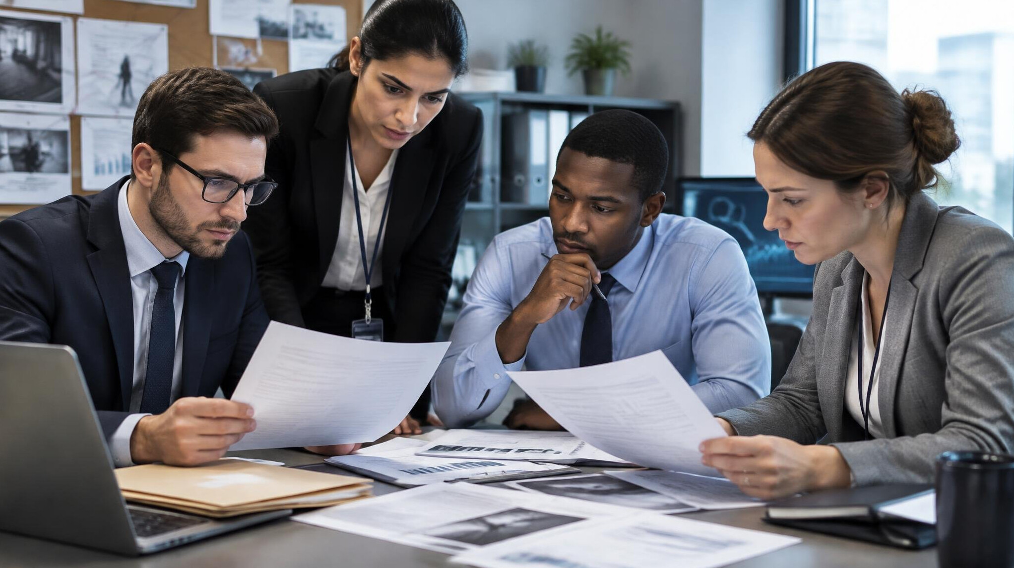 team reviewing documents