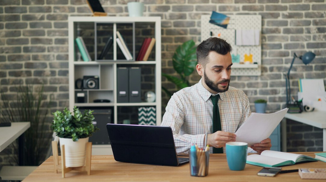 person reviewing documents